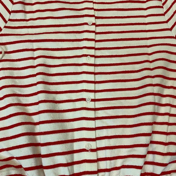 Lumiere Womens Red White Striped 100% Cotton Short Sleeve Romper Large - Picture 5 of 7